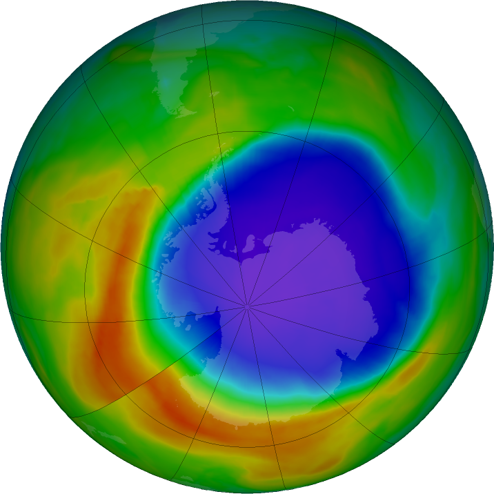 Antarctic ozone map for 21 October 2024